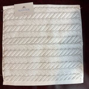 Matouk Washcloth 12 X12” Seville Bone Color Loose Braid Pattern 100% Cotton NWT